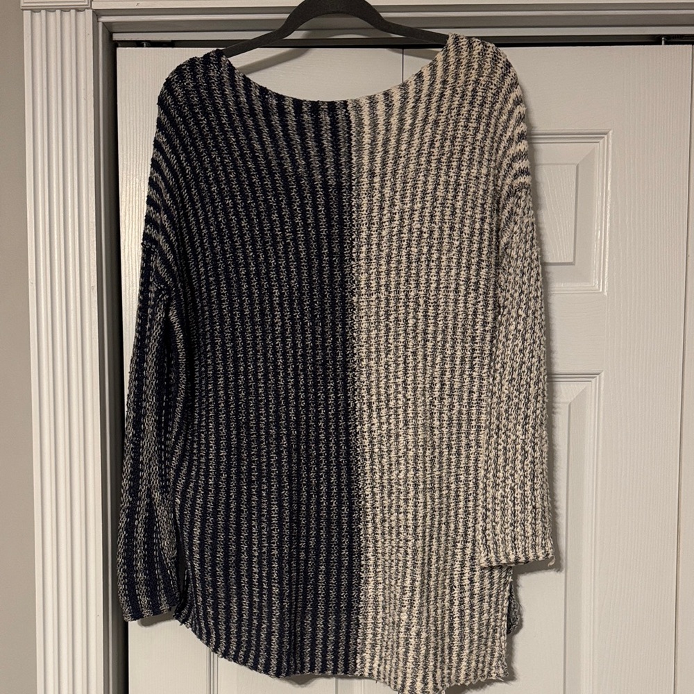 Free People Striped Sweater - Cream and Blue - Picture 3 of 4